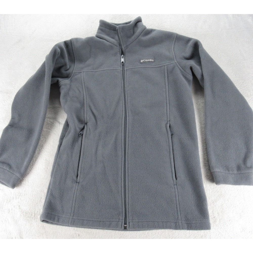 Columbia Jacket Youth Large 14/16 Gray Pockets Fleece Full Zip Super Soft Hiking